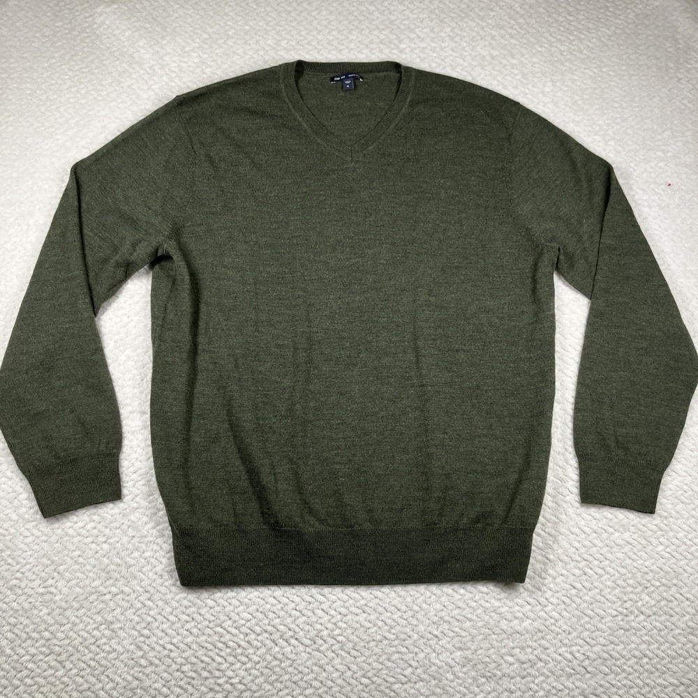 Gap Sweater Mens XL Green Merino Wool Pullover Preppy Academia Breathable